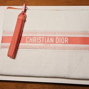 Christian Dior White and Coral Pouch